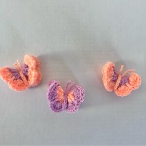 Handmade Crochet Butterfly Magnets- Orange and Purple